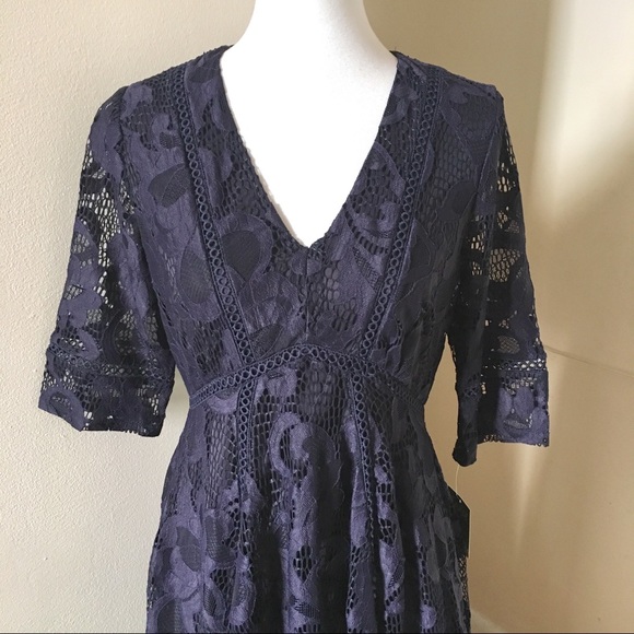Taylor Lace Sharkbite Hem Dress 6 Navy - Picture 5 of 8